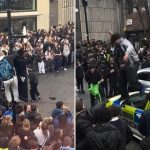 Rampaging shoppers jump on police car after London trainers launch goes wrong