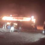 At least 17 children among 76 people dead after horror crash left a bus on fire after colliding with truck and motorbike
