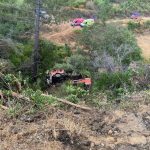 Two firefighters dead & three fighting for life after truck skids off road & plunges into ravine while on emergency call