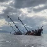 Shocking moment iconic pirate ship Marigalante SINKS off coast of Puerto Vallarta after 30 years of tourist trips