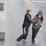 Terrifying moment woman is stabbed by stranger while she walks to work as CCTV vid captures horrific unprovoked attack