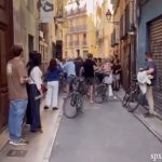 Spanish anti-tourist yobs scream ‘go home’ in dramatic clash with cycling holidaymakers… who reply with ‘f**k you’ chant