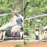 Bizarre moment president’s helicopter gets STUCK on new helipad – because the concrete hadn’t set yet