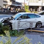 At least one dead and 10 injured as car ploughs through crowd in Tokyo before driver flees on foot