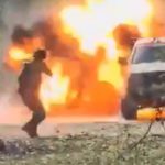 Heartstopping moment Ukrainian soldier runs for his life from Russian kamikaze drone – before taking one final shot