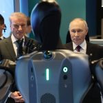 Putin says he wants to live to 150 ‘but even that’s not enough’ as brute obsessed with eternal life meets eerie humanoid