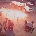 Watch dramatic moment idiot lights a CIGARETTE on petrol station forecourt – sparking terrifying inferno