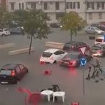 Storm-battered holiday hotspot hit by floods as dramatic vid shows deluge turn streets into rivers and cars submerged