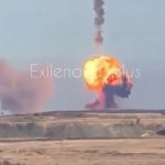 Moment Russian missile test goes horribly wrong as rocket flips end over end & crashes back to earth in huge explosion