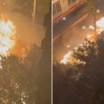 Terrifying moment car explodes sending enormous fireball into sky & injuring seven firefighters in New York City