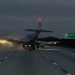 Horror moment plane ‘drops out of the sky’ and crushes car driving along busy highway injuring driver in freak crash