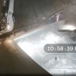 Heart-stopping moment out-of-control car goes airborne and crashes through garden flinging driver into swimming pool