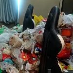 Grim vid shows hotel guest from hell leave room in stomach-churning state with mountain of toilet paper & takeaway boxes