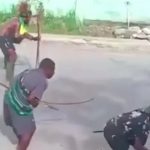 Shocking moment bow and arrow fight erupts in the middle of busy street between rival tribes using ancient weapons