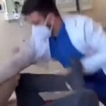 Shocking moment doctor repeatedly punches patient lying on bed after victim asked to be spoken to with respect