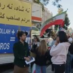 Moment truck ploughs into crowd of Iranian protesters in LA before cops drag driver away